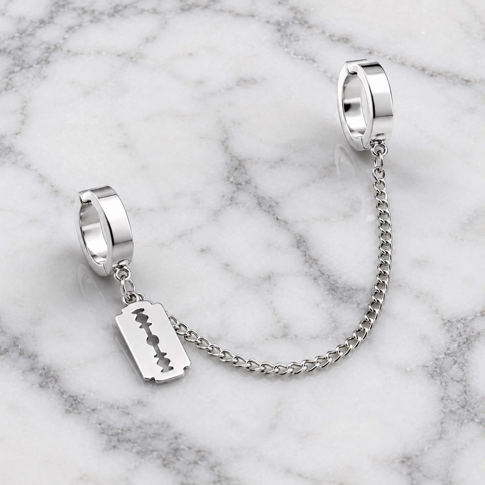 1pc Clip Earrings with Chain Stainless Steel for Women Men Punk Tassel Hoop Ear Cuffs Pa detail view