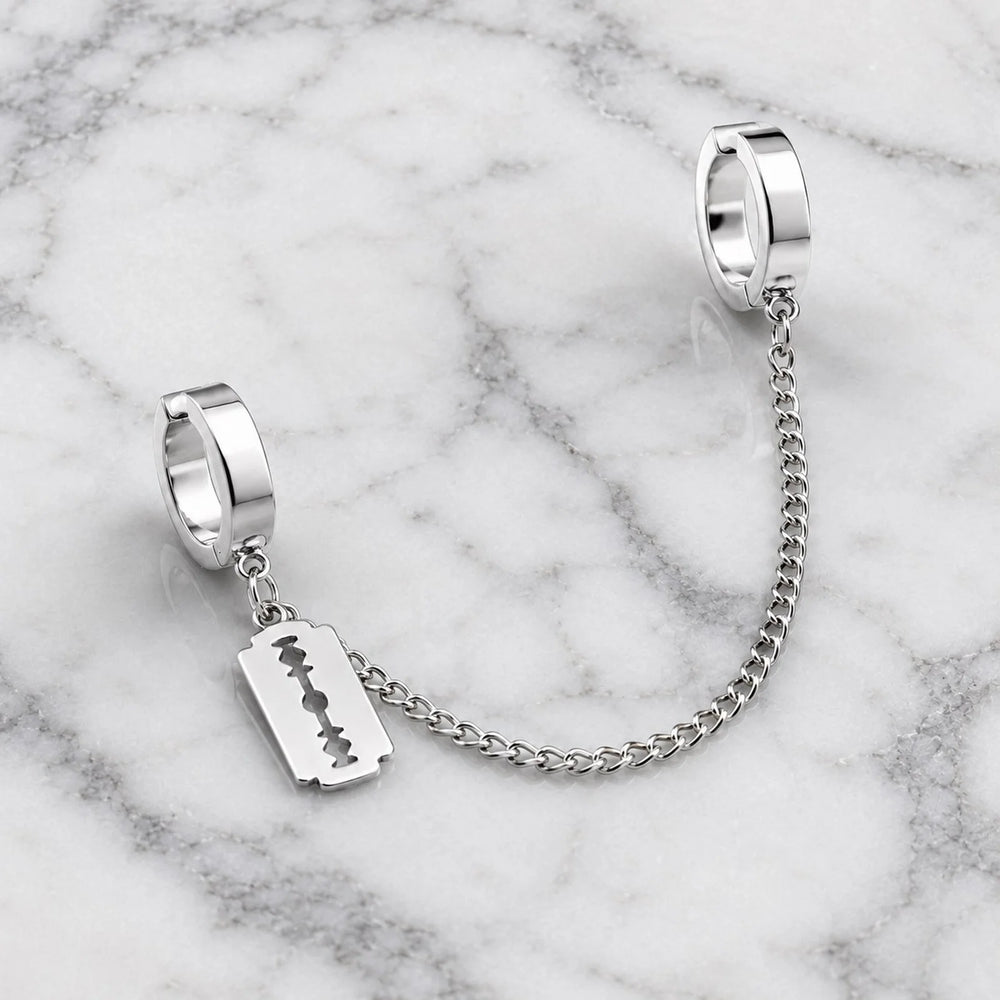 1pc Clip Earrings with Chain Stainless Steel for Women Men Punk Tassel Hoop Ear Cuffs Pa detail view