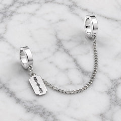 1pc Clip Earrings with Chain Stainless Steel for Women Men Punk Tassel Hoop Ear Cuffs Pa detail view