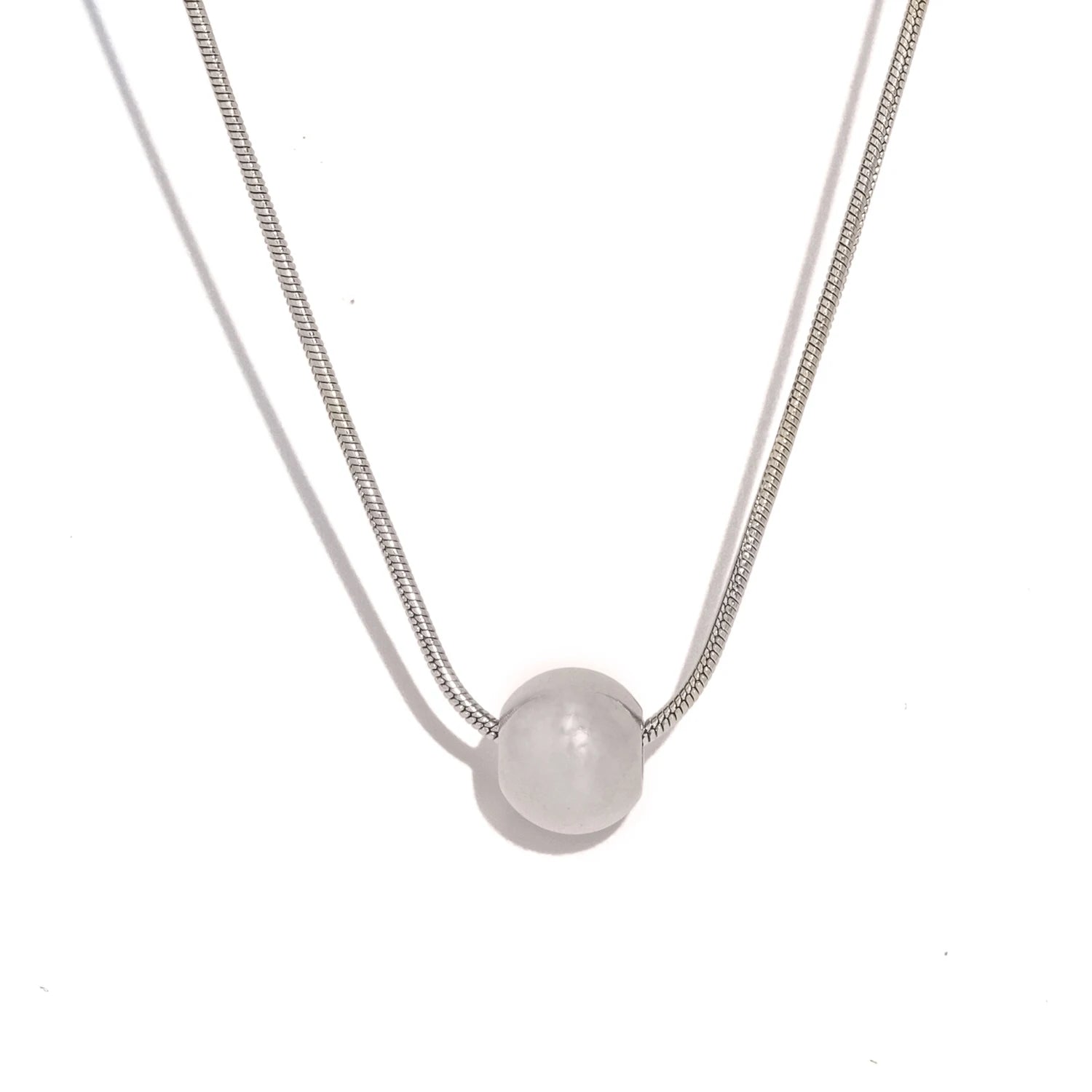 Minimalist Round Bead Necklace | Stainless Steel Handmade Chain for Women lifestyle view