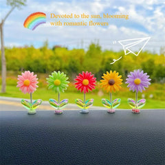 Cute Shaking Flower Car Dashboard Ornament, Bobblehead Auto Interior Decoration Universal Car Decor Accessories