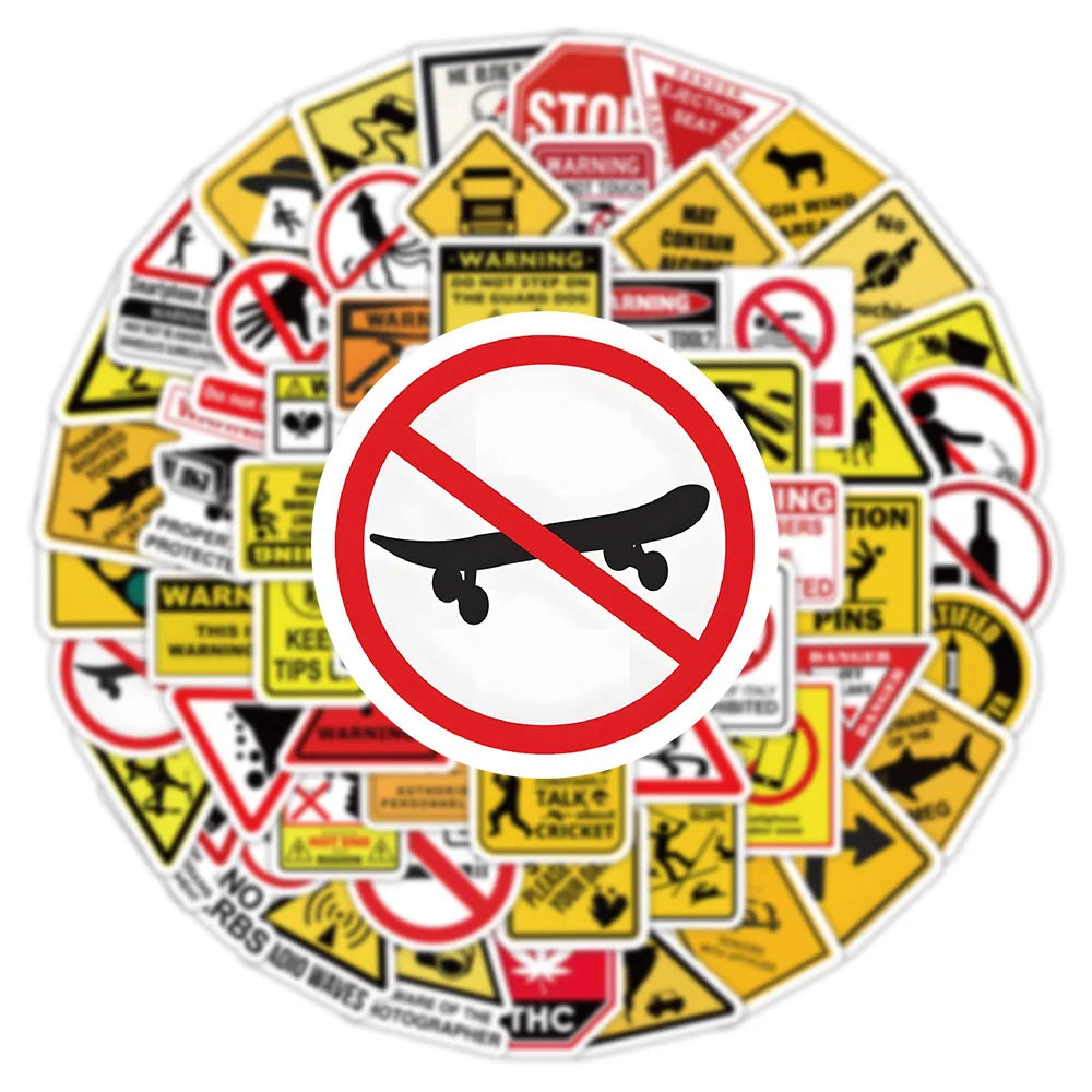 Warning Pattern Sticker Pack | DIY Decals for Skateboards, Laptops, Luggage & More detail view