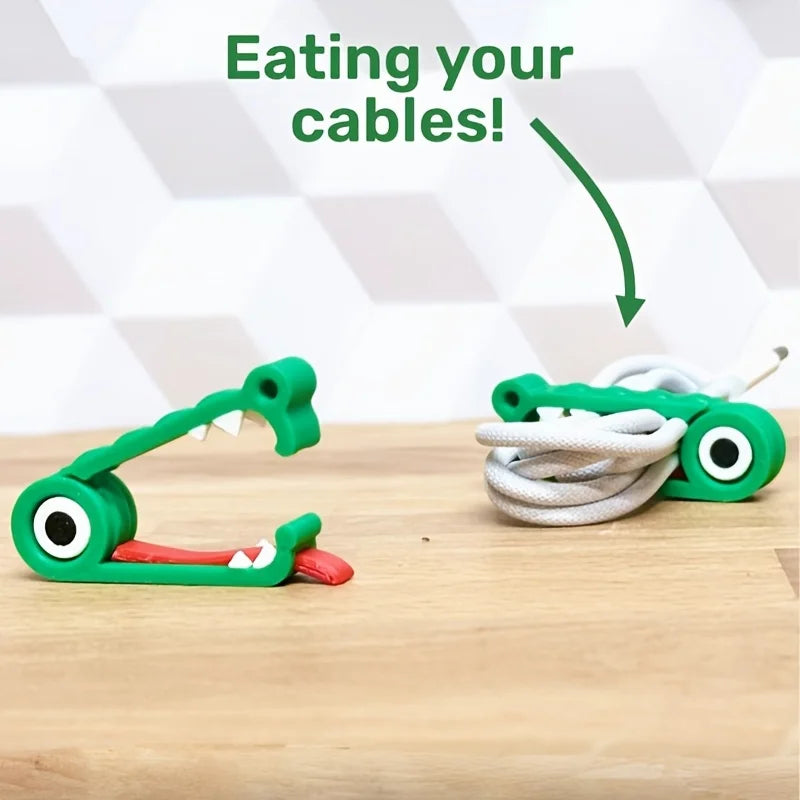 1/3pcs Fun Crocodile Cable Organizer Clip - Adorable Crocodile-Shaped Holder, PET Material Suitable