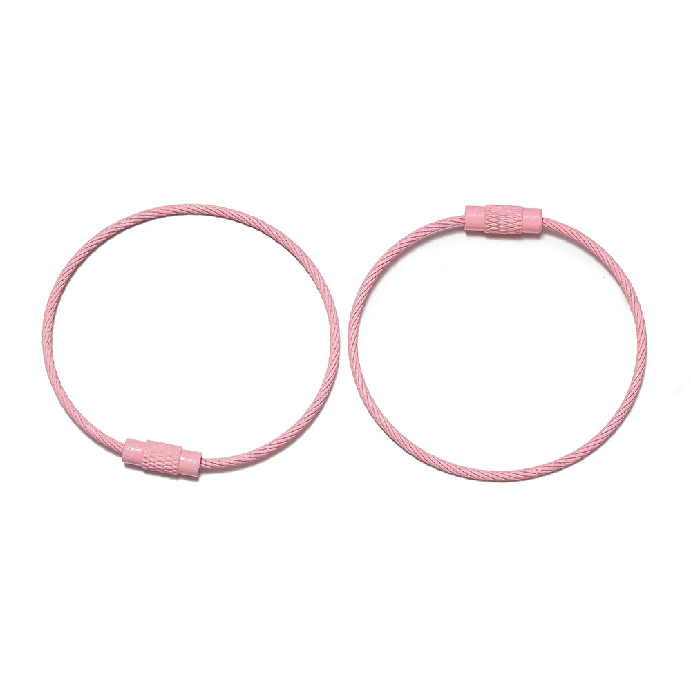 10pcs/lot 50mm Iron Key Ring Colorful Keychain Rings Screw Lock for Jewelry Making additional angle