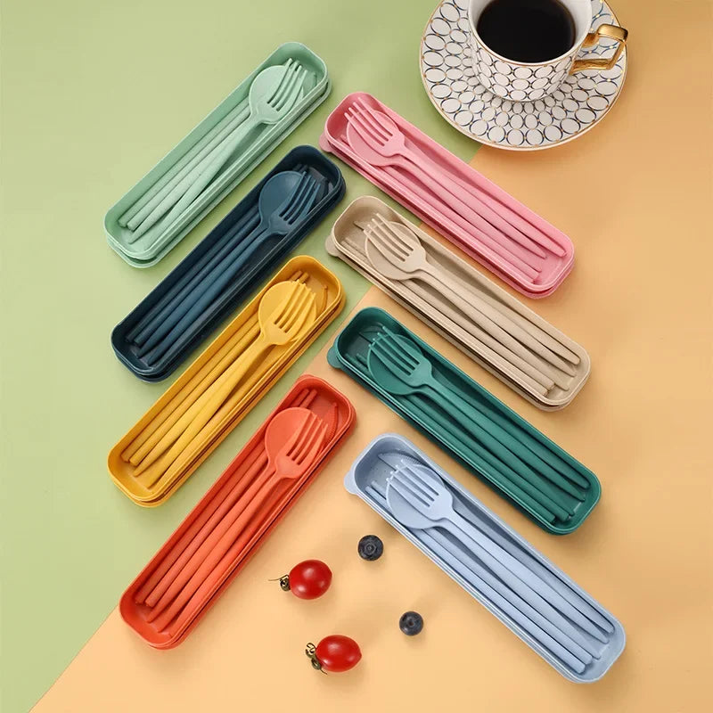 4-piece Portable Utensils, Healthy Eco-Friendly Wheat Straw Cutlery, Reusable Chopstick detail view