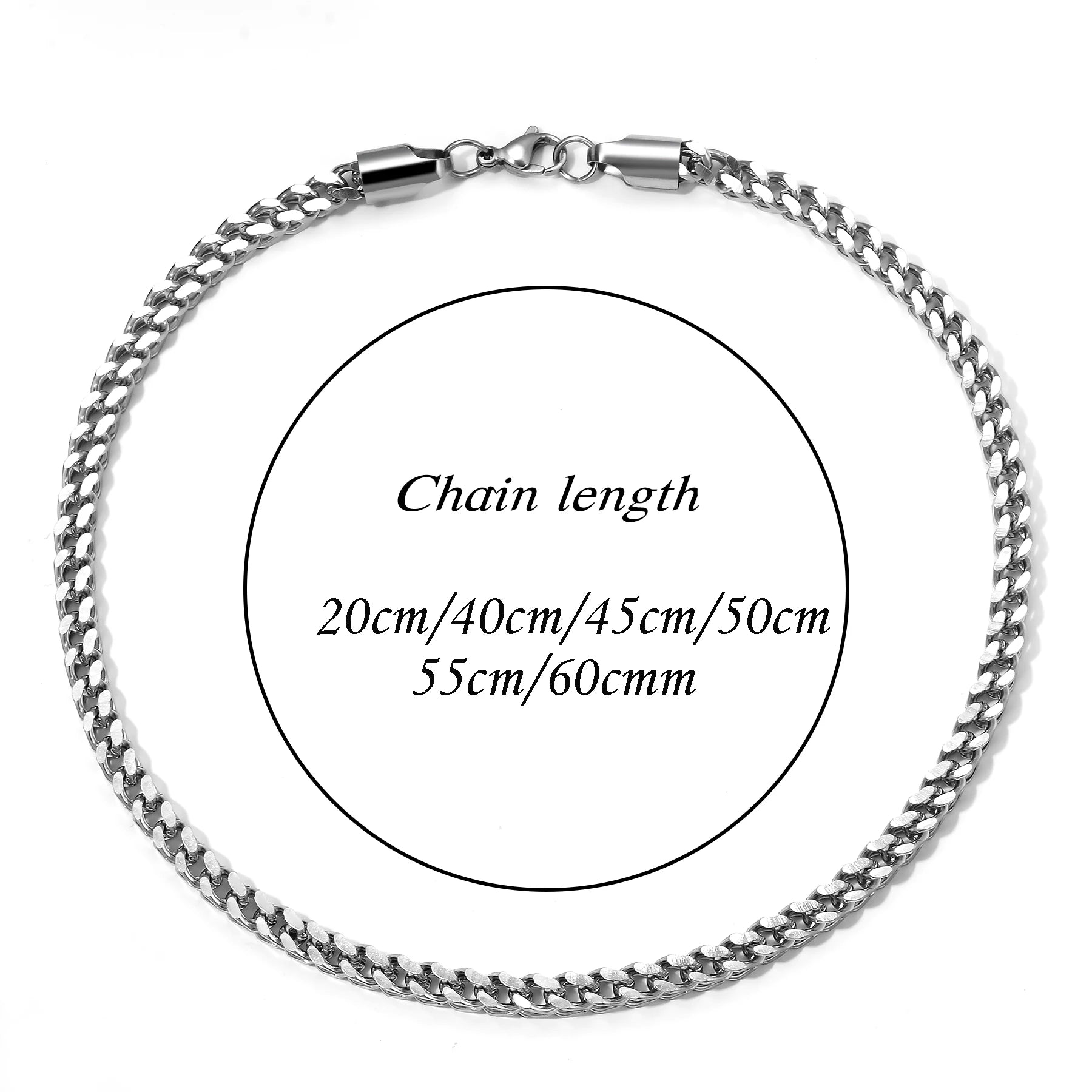 1Pc Size 3mm-5mm Gold/Silver Color 316L Stainless Steel Franco Fox tail Chain Necklace close-up view