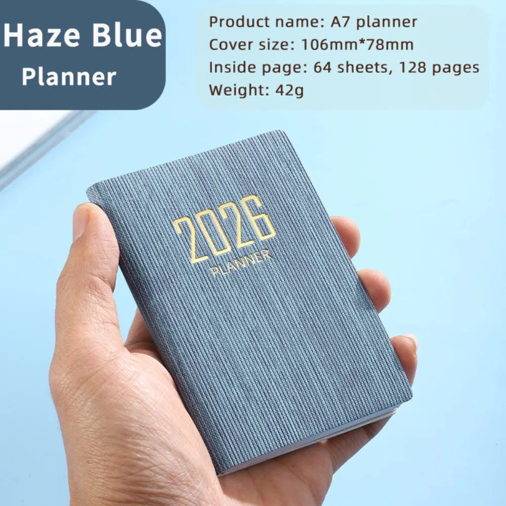 Portable A7 2026 Agenda Book – Pocket Weekly Planner with Calendar