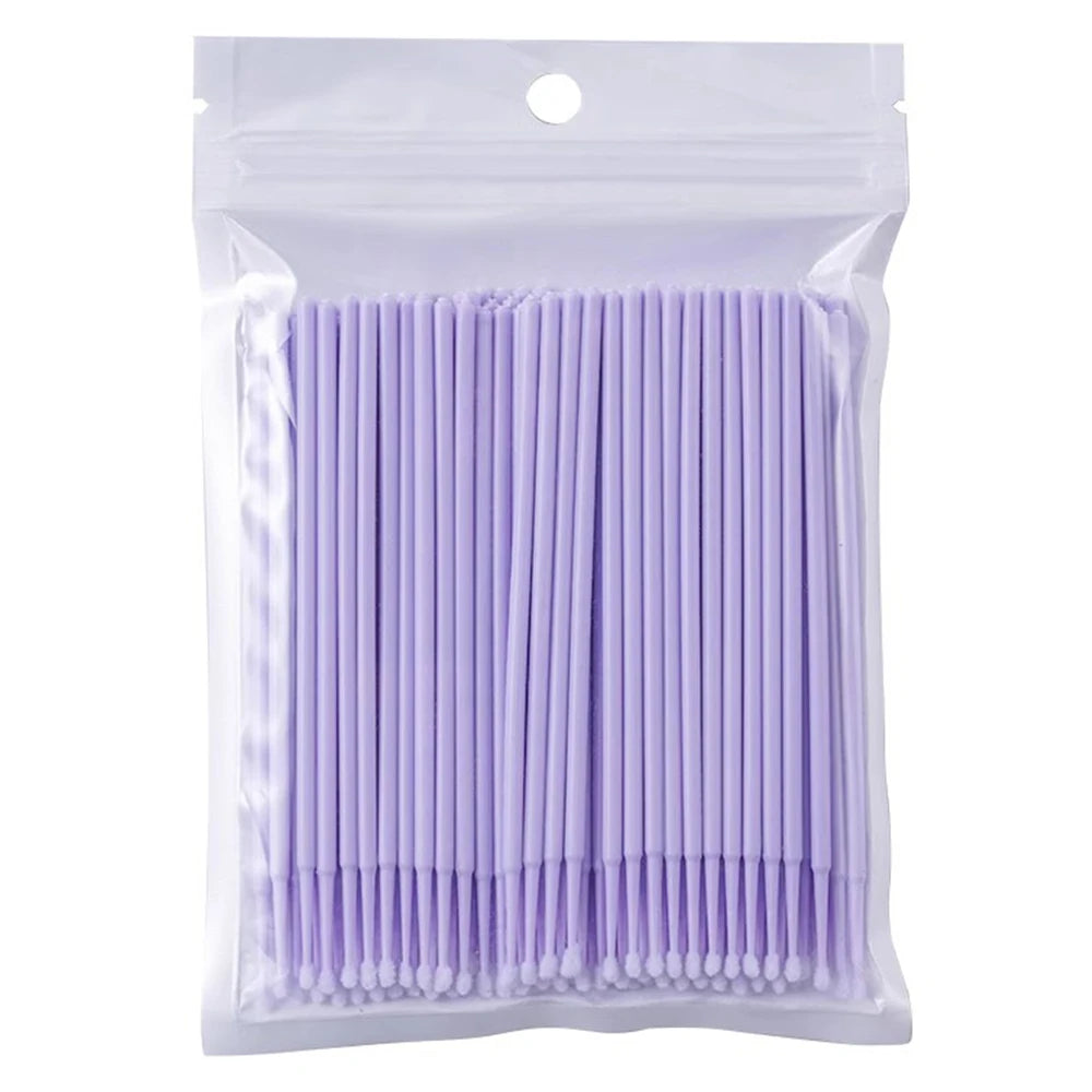 100PCS Micro Swab Applicator Eyelash Cleaning Brush Lash Extension Micro Brushes Cotton Swab Individual Eyelashes Removing Tool