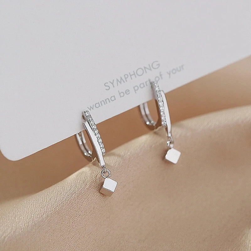 Fashion Clear Zircon Saure Bead Charm Stud Earring For Women Party Elegant Jewelry additional angle