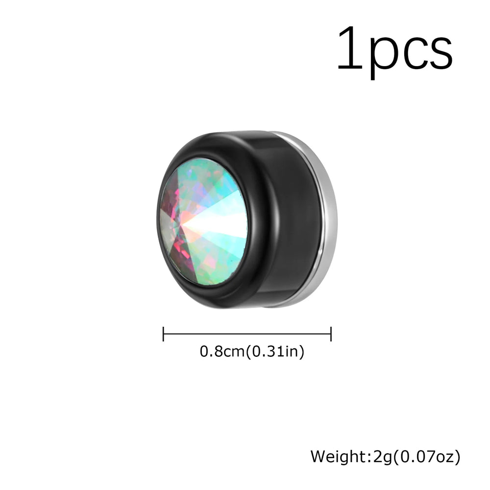 Magnetic Zircon Stud Earrings for Men,8mm Hypoallergenic Stainless Steel Non-Pierced lifestyle view
