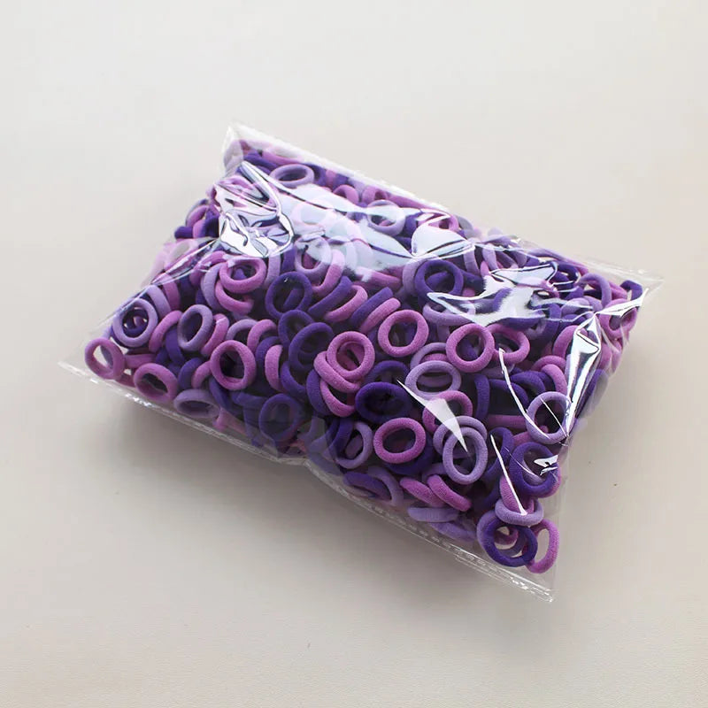 100/300/500Pcs Hair Bands for Children Colorful Nylon Scrunchie Hair Ties Rubber Ba additional angle