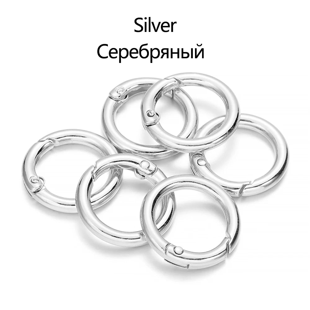 Ring Spring Clasp Openable Round Carabiner Keychain Clips Hook Dog Chain Jewelry Buckl close-up view