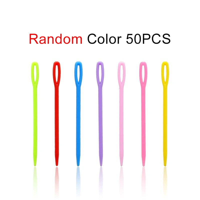 50/100/150/200PCS Colorful Plastic Sewing Needles 7cm Size Random Mixed Colors Large alternate view