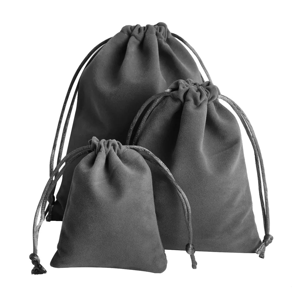 10pcs Drawstring Velvet Jewelry Gift Bags | Soft Plush Multi-Color Pouches for Wedd additional angle