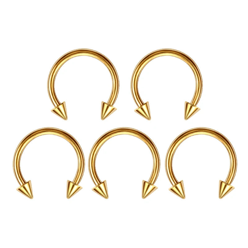 5pc Stainless Steel C Shape Septum Piercing Nose Ring Cartilage Earrings For Women Me alternate view
