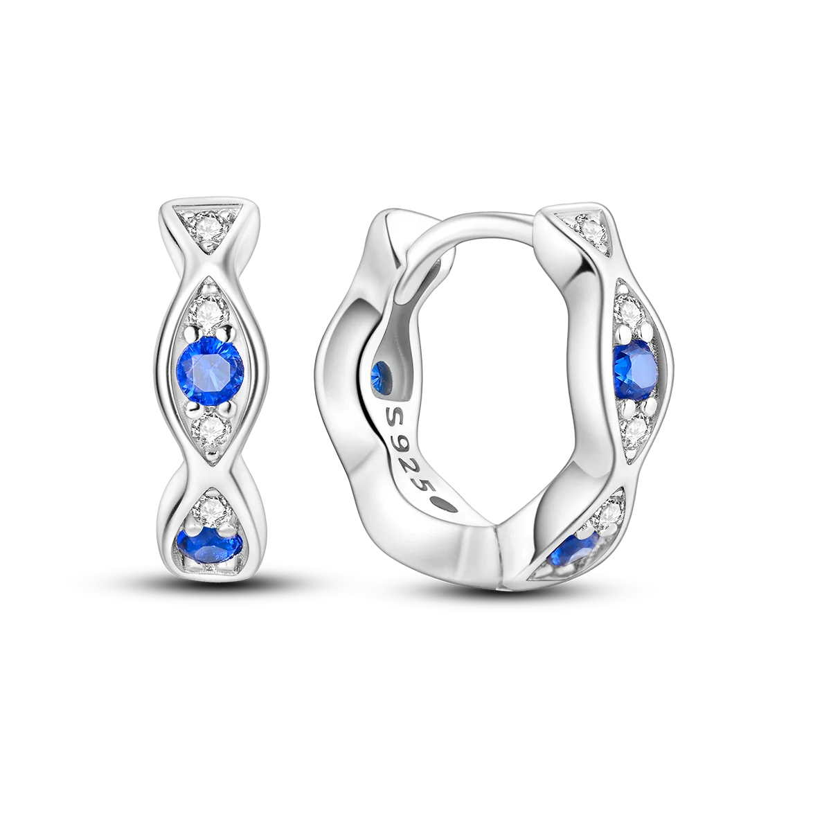 Original 925 Sterling Silver Blue Zirconium Butterfly Earrings Colored Hoop Earrings lifestyle view