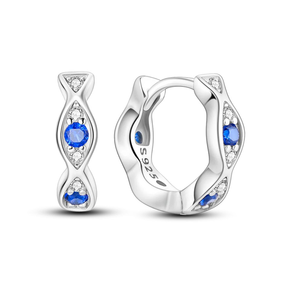Original 925 Sterling Silver Blue Zirconium Butterfly Earrings Colored Hoop Earrings lifestyle view