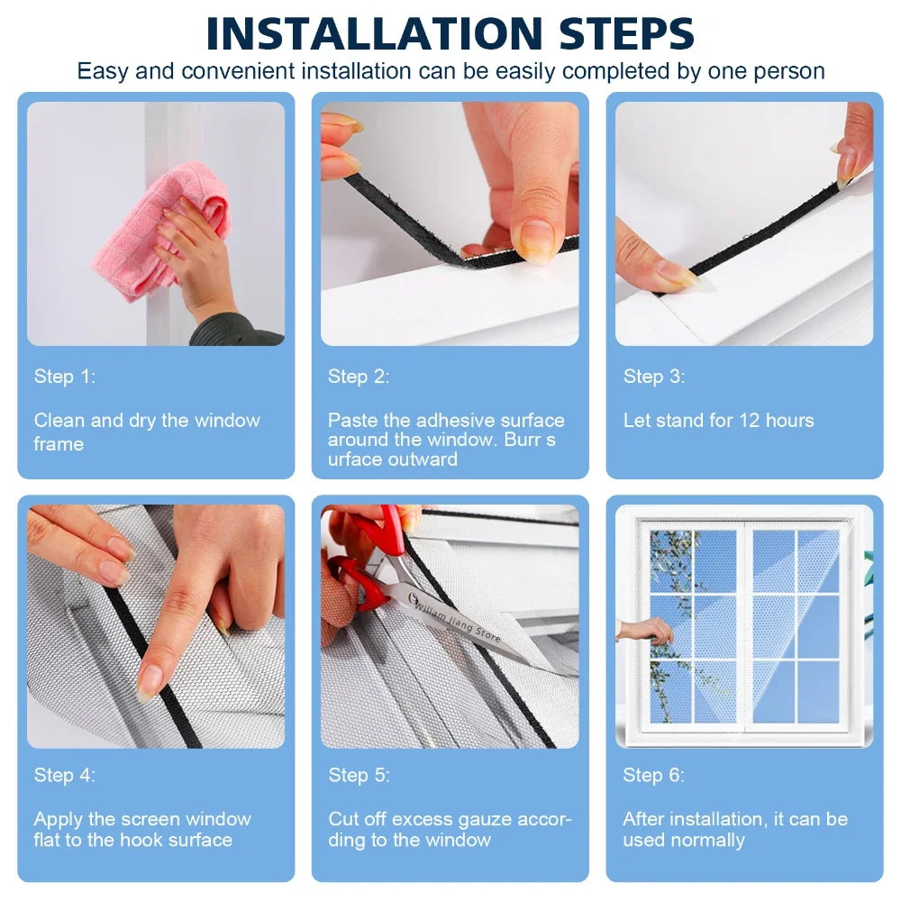 Self-Adhesive Mosquito Window Screen Curtain | DIY Insect Net for Doors and Windows close-up view