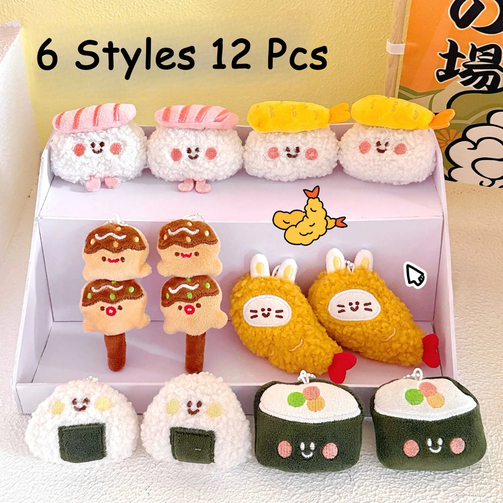 1/6/12 Pcs Cute Food Doll Pendant Plush Sushi Food Play Pendant Backpack Keychain Pendan detail view