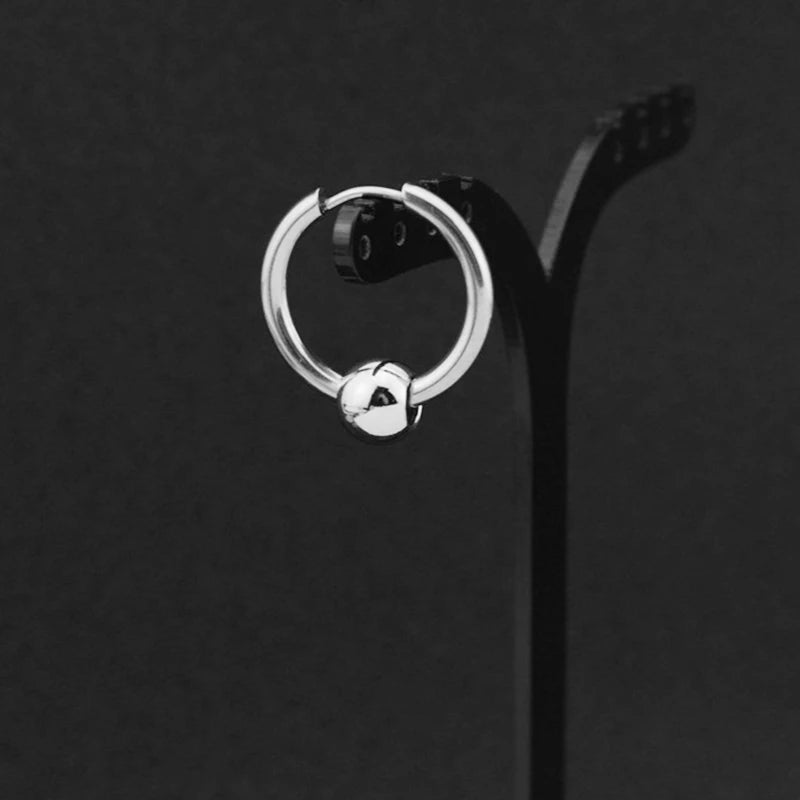 Black Punk Stainless Steel Stud Earrings Set for Men And Women Vintage Hip Hop Piercing detail view