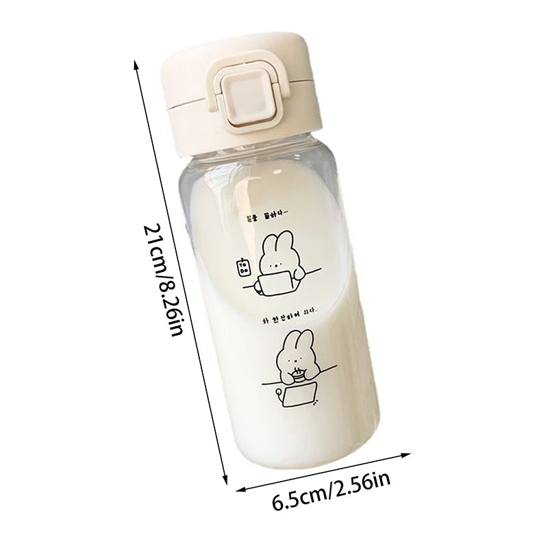 Cartoon Water Bottle With Straw Cute Plastic Drinking Bottle Portable Leak-proof Dr additional angle
