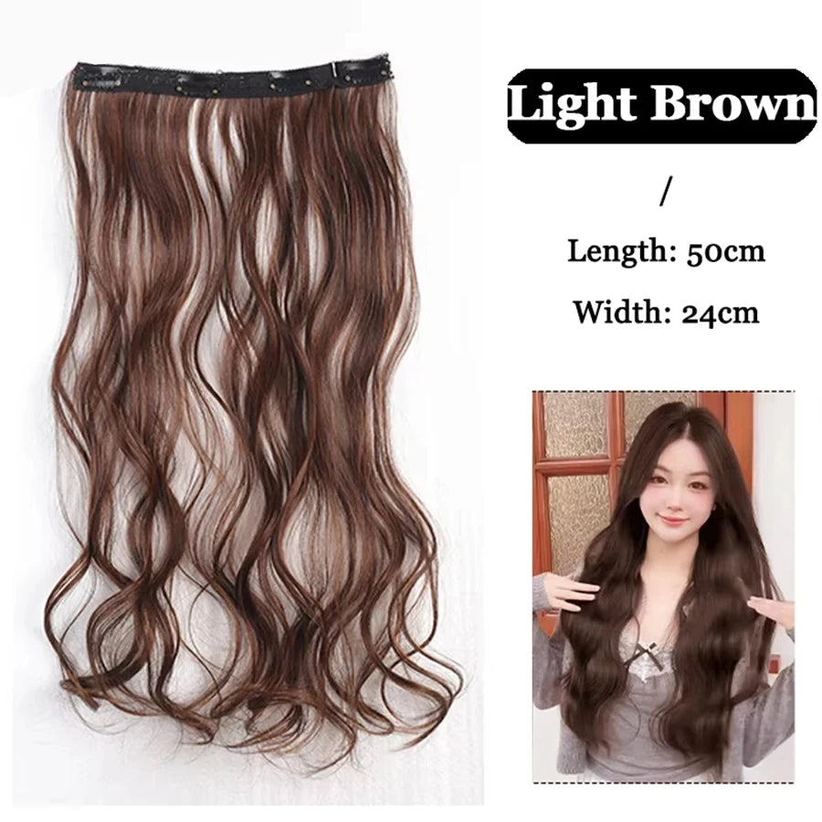 Synthetic Long Straight Clip In Hair Extension | 4 Clips Hidden Hair Piece Wig additional angle