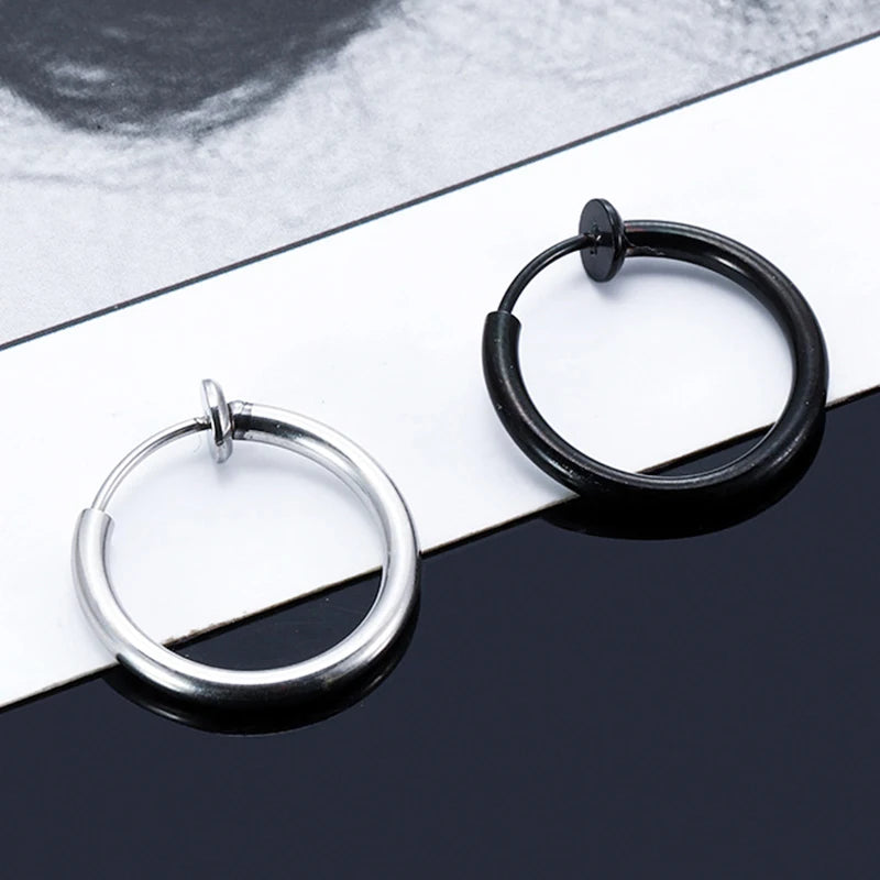 1/16 Pairs Magnetic Stud Earrings Men Stainless Steel Non-Piercing Cross Dangle Hoop alternate view