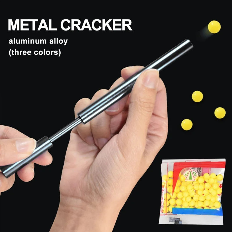 Aluminum Alloy Soft Pinball Launcher Gun | Fun Crackling Tube Toy lifestyle view
