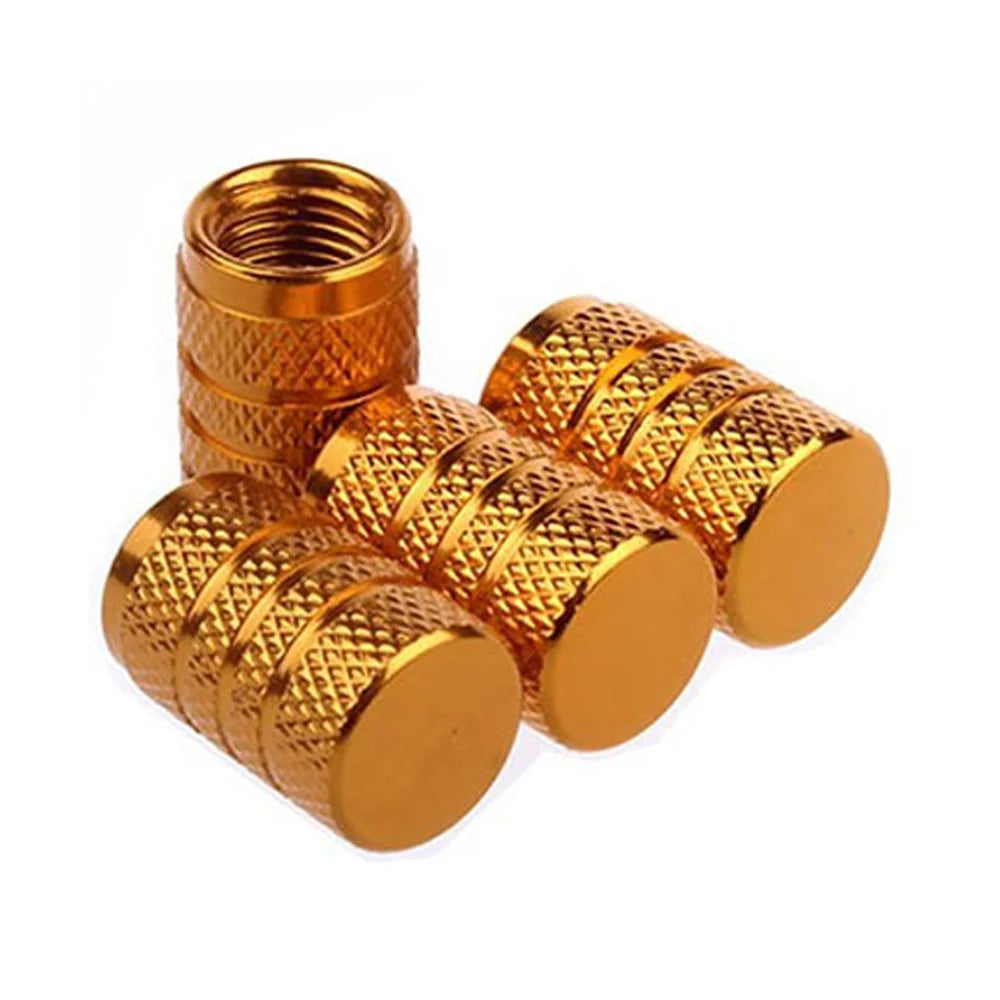 DSYCAR 4Pcs Silver Car Tire Valve Stems Cap Knurling Style Tire Valve Cap Aluminum Ti alternate view