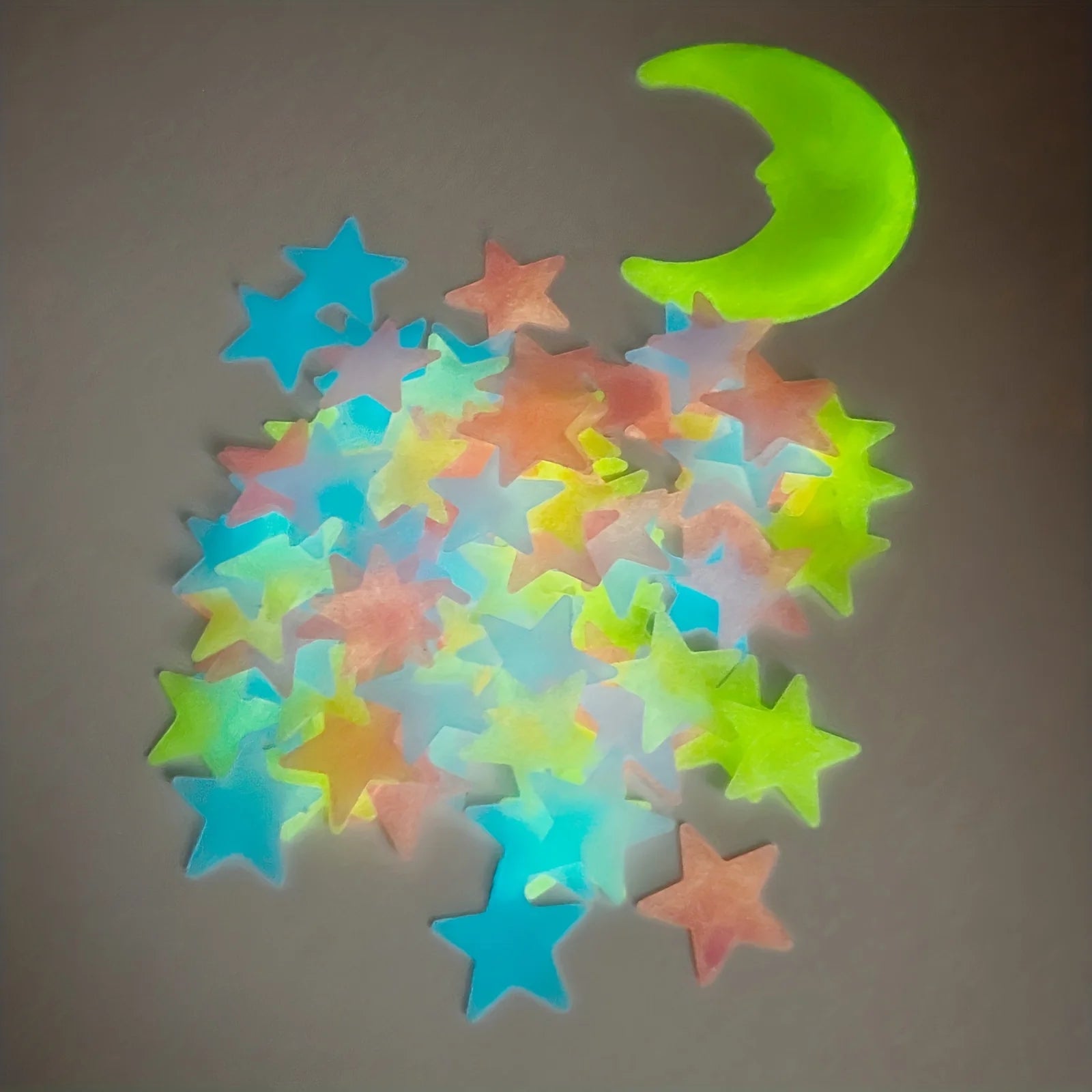 100 Pcs Glow in The Dark Stars and Moon Wall Stickers | 3D Luminous Starry Sky Decor alternate view