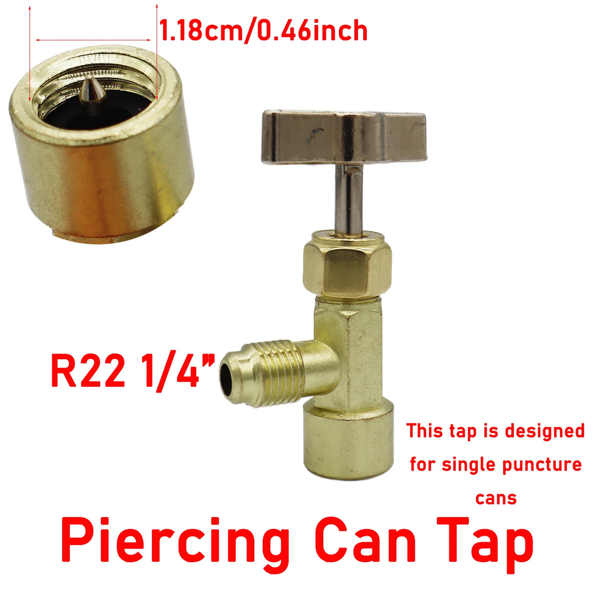 R-134a Refrigerant Can Tap Adapter 1/4 SAE Brass