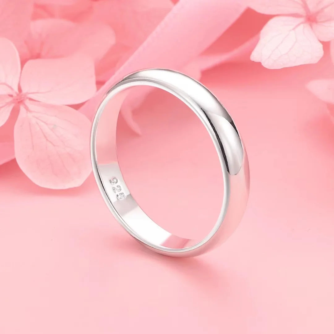 925 Sterling Silver Simple Polished Ring For Fashion Women Charm Wedding Party Gift Jewe detail view