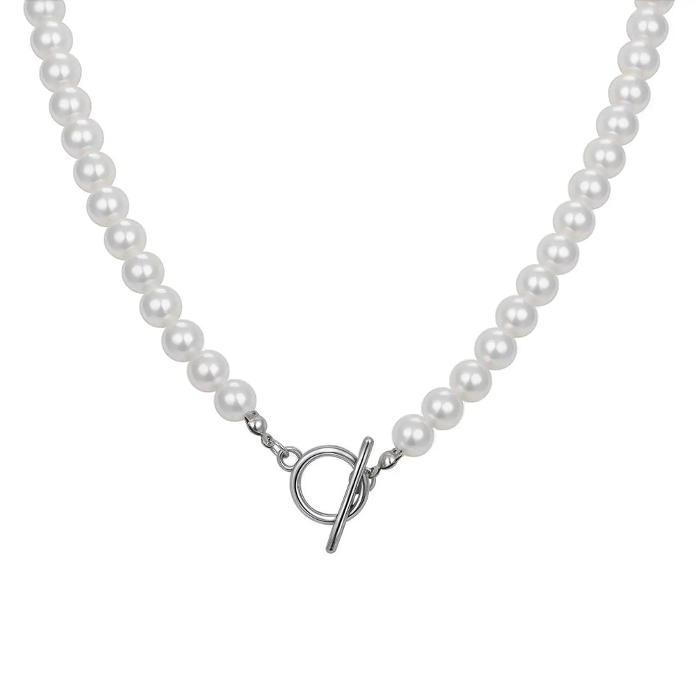8mm Pearl Necklace for Men Women,White Imitation Pearl Beaded Collar,Casual Jewelry G alternate view