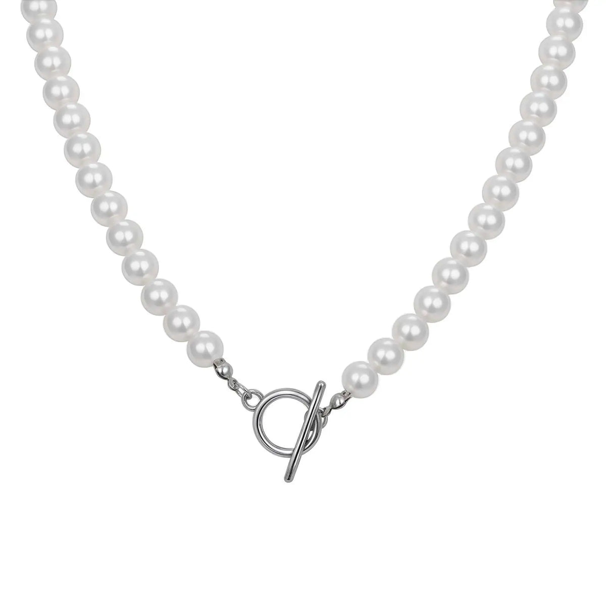 8mm Pearl Necklace for Men Women,White Imitation Pearl Beaded Collar,Casual Jewelry G alternate view