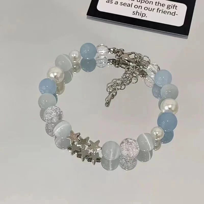 Crystal Butterfly Pendant Bracelet | Colorful Glass Bead Jewelry for Women detail view