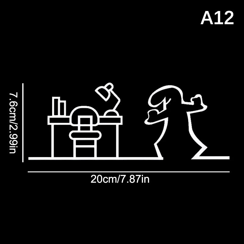 La Linea Minimalist Line Art Sticker Set | Cartoon Character Door Sign for Home Decor detail view