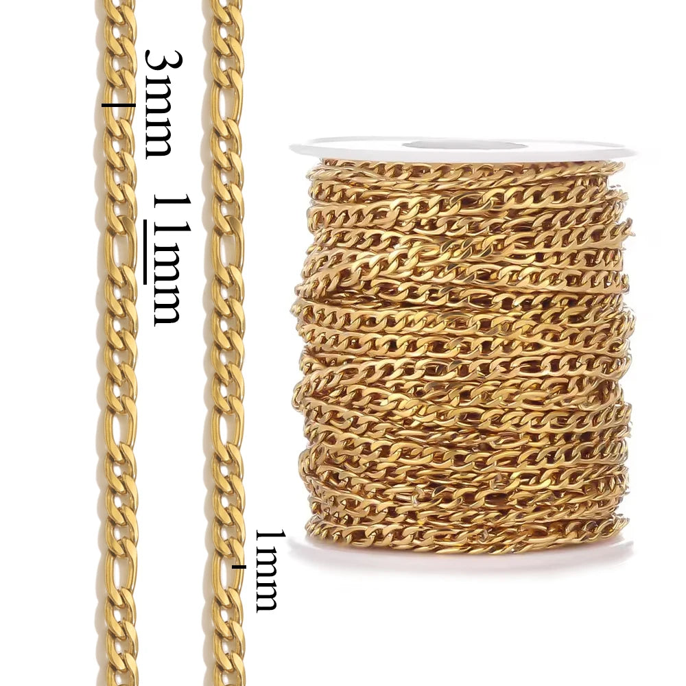 1 Meter Stainless Steel Chain Gold Silver DIY Jewelry Making Chain Necklace Bracelet C close-up view