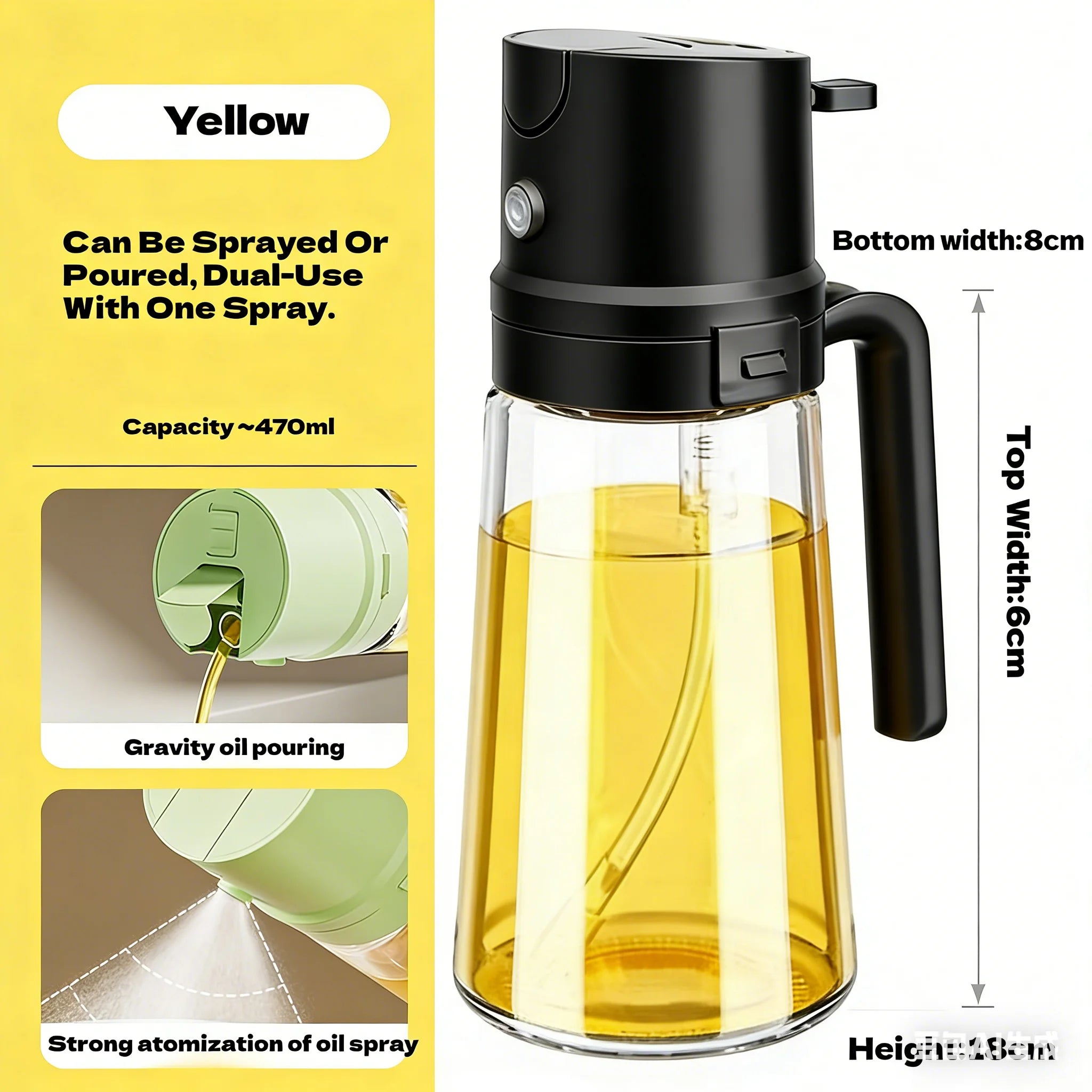 2 in 1 Oil Sprayer and Dispenser Bottle | Cooking Oil Spray Bottle for BBQ, Air Fryer, a detail view