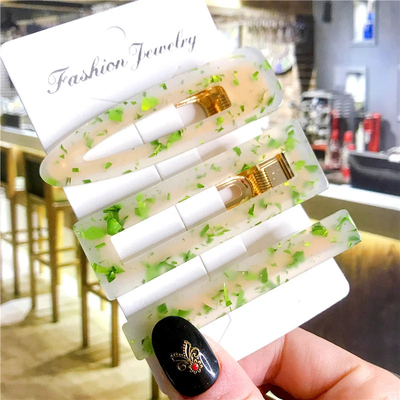 Korean Trendy Colorful Acetate 3pcs/Set Hair Clip Set Hairpin for Women Girls Barrett lifestyle view