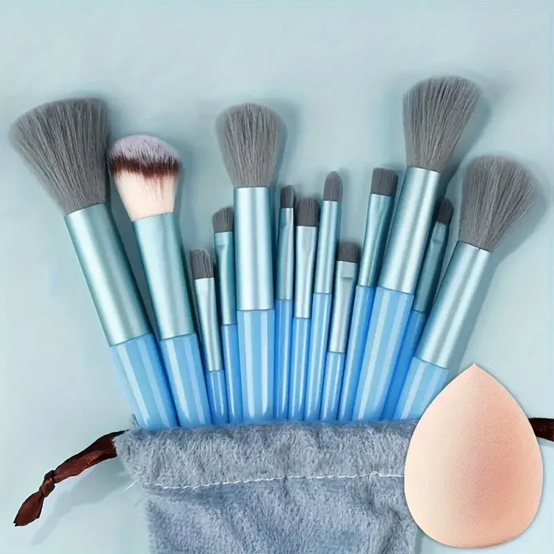13-Piece Makeup Brush Set | Soft Fluffy Foundation Blush Highlighter Brush Kit lifestyle view