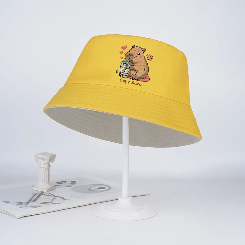 Kids Capybara Fisherman Hat | Cute Cartoon Sun Hat for Toddlers lifestyle view