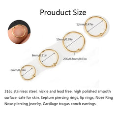 4Pcs 20G 316L Stainless Steel Captive Bead Rings Nose Rings Daith Tragus Cartilalge H alternate view