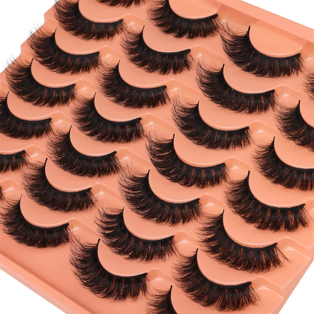 14 Pairs Natural Look False Eyelashes | Thick Fluffy Faux Mink Lashes Pack alternate view