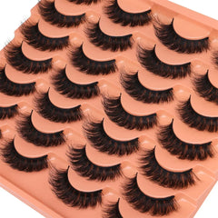 14 Pairs Natural Look False Eyelashes | Thick Fluffy Faux Mink Lashes Pack alternate view