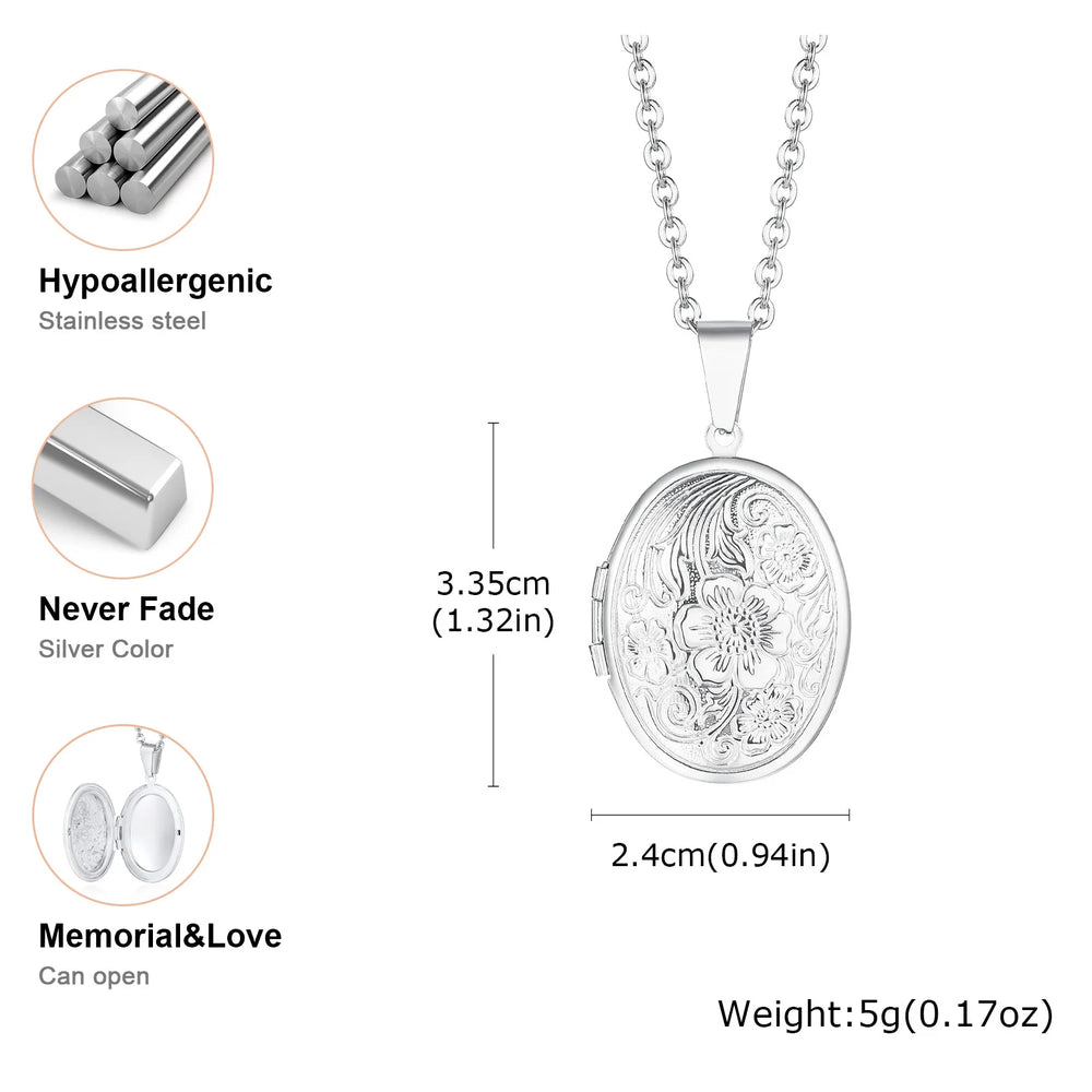 Vnox Never Fade Silver Color Stainless Steel Women Locket Pendant, Openable Heart Pen alternate view