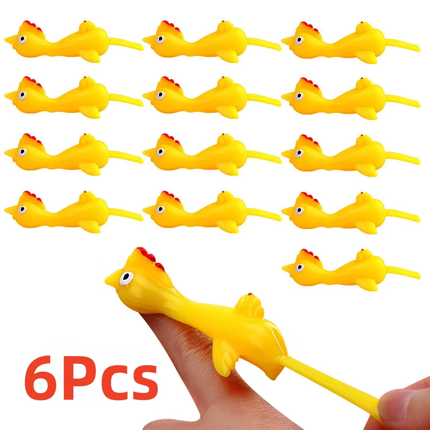 6-12pcs Novelty Catapulted Ejection Chicken Toy Light Rubber Finger Prank Flying Toy Sli detail view
