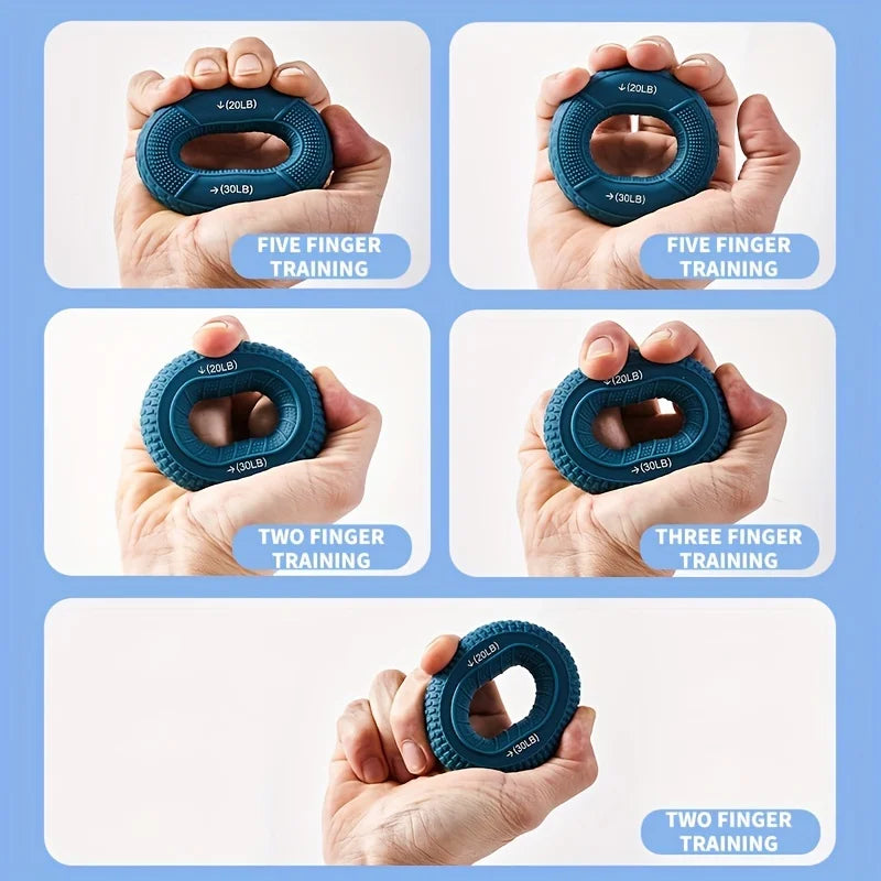 Silicone Hand Grip Ring for Strength Training | Adjustable 20-80LB Carpal Expander close-up view