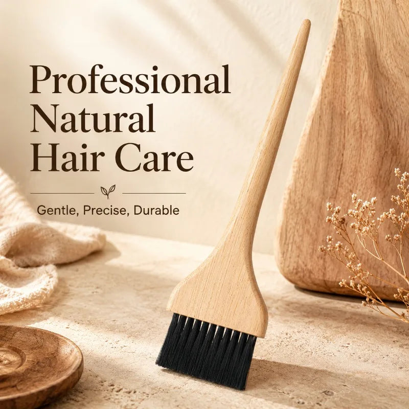 Natural Wood Handle Hair Dye Brush with Nylon Bristles Hair Color Applicator for Precise Highlightin