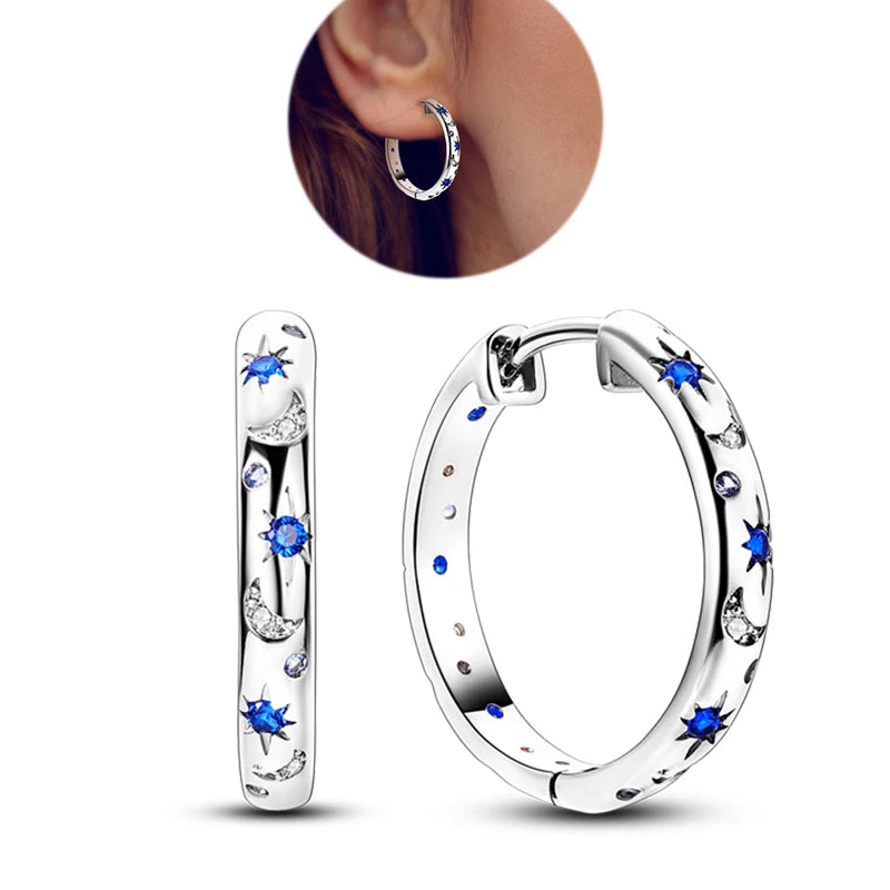 Hot Sale 925 Sterling Silver Heart Earrings Fit Original Charms Hoop Earrings For Women Girls Stud Earring Fine Jewelry Gifts