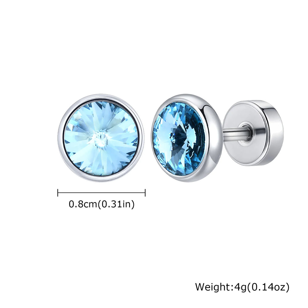 Stainless Steel Men’s Earrings | 8mm Multi-Faceted Screw Back Stud alternate view